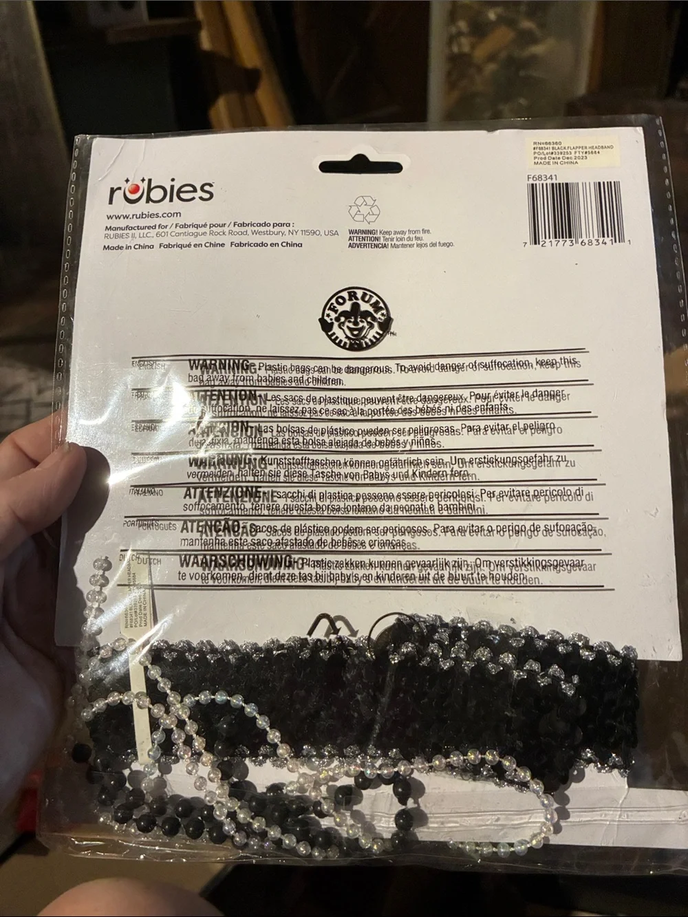 Rubie's Black Feather Deluxe Headband with Silver Leaf Accent